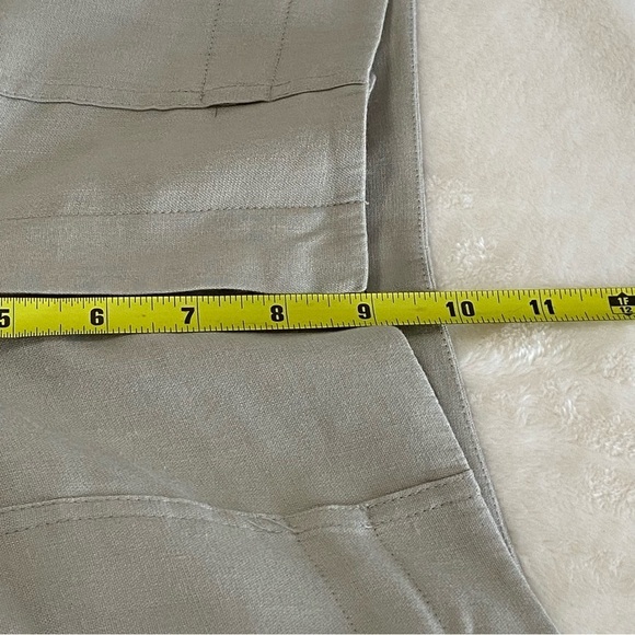 TAHARI / "Wes" Khaki Linen Blend Wide Leg Pants Size 6 - Picture 10 of 15